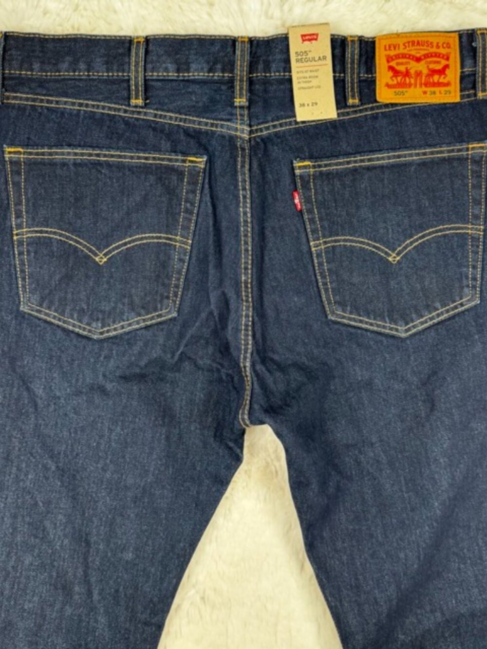 NWT Levi's 505 Regular Fit Men's Blue Jeans Dark Wash Sz 38x29 Straight Leg NEW